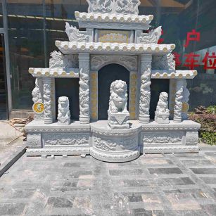 汉中芝麻白中国黑石材套墓 花岗岩墓碑